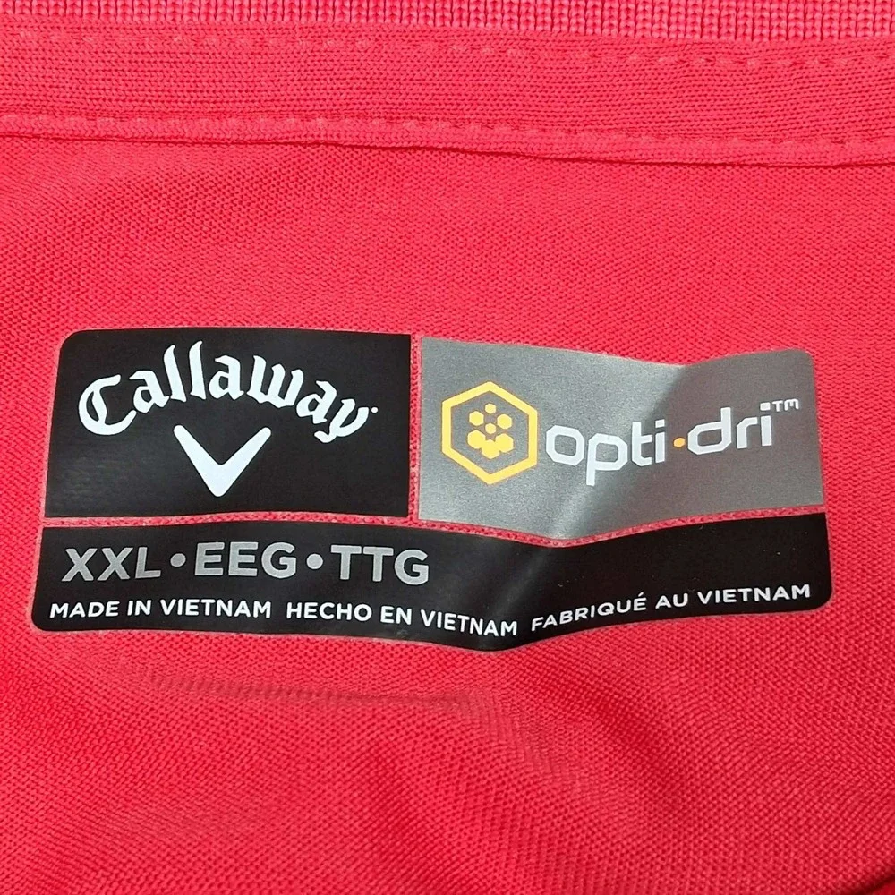 Callaway Mens Opti-Dri Performance‎ Golf Polo Shirt Red XXL Short Sleeve MA3903